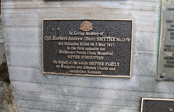 Memorial plaque for Bert Smythe