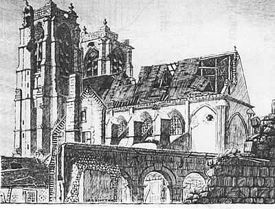 Corbie cathedral 1918 drawn by Percy Smythe