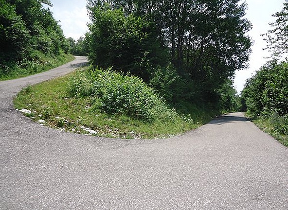 The first of twenty hairpins at 20% incline